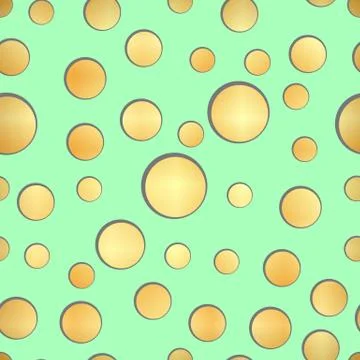 Luxury seamless pattern with gold circle on a green background. Gold circle Stock Illustration