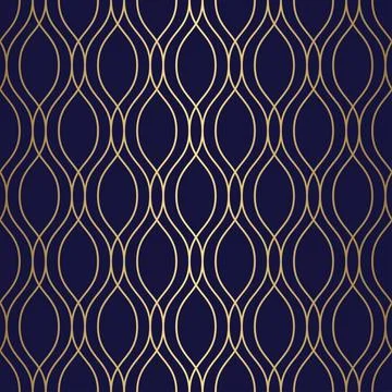 Luxury seamless pattern with gold wavy line , ornamental repeat tile Illustrazione stock