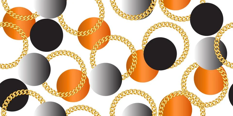 Luxury seamless pattern with golden chains  on white background. Stock Illustration