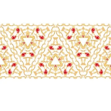 Luxury seamless pattern with golden scrolls Illustrazione stock
