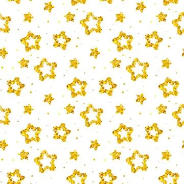 Luxury Seamless Pattern With Shiny Gold Glitter Stars Background For Holiday Stock Illustration
