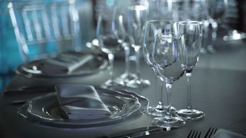 The luxury served table in a restaurant for an event Video stock 218613725