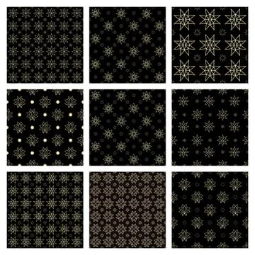 Luxury set of 9 seamless patterns Stock Illustration