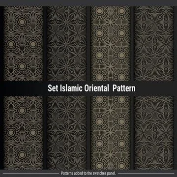 Luxury Set Islamic Oriental Pattern Background 스톡 일러스트