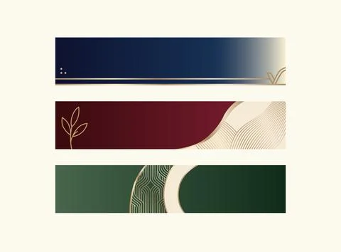Luxury set of three elegant horizontal banners lower third. Designed in sop.. Stock Illustration