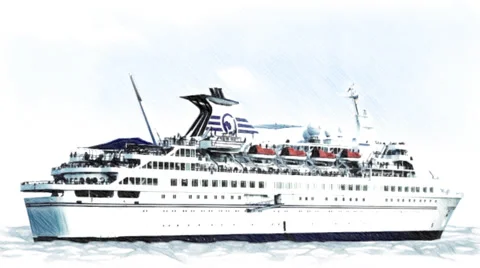 Luxury ship in ocean Stock Footage 48914342