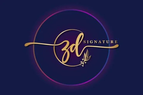 Luxury signature logo design initial zd. Handwriting vector logo design ill.. Stock Illustration