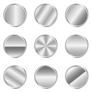 Luxury silver circle button. Silver circle. Realistic metal button. Vector .. Stock Illustration