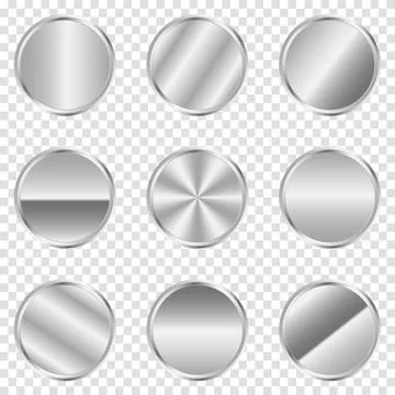 Luxury silver circle button. Silver circle. Realistic metal button. Vector .. Stock Illustration