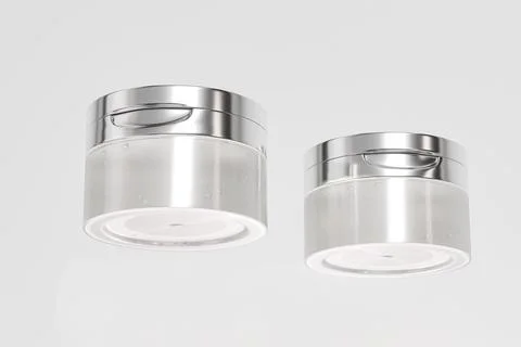 Luxury silver metallic flip cap cream container mockup Stock Illustration