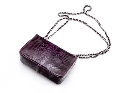 Luxury snakeskin python leather handbag isolated on a white background. Foto stock