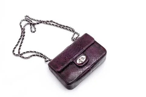 Luxury snakeskin python leather handbag isolated on a white background. 스톡 사진