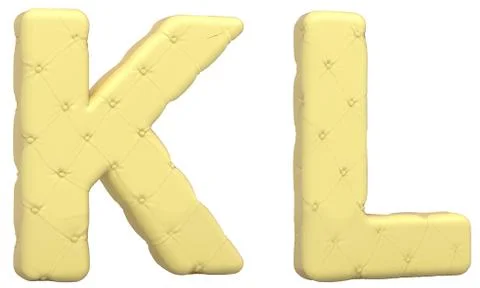 Luxury soft leather font k l letters isolated 스톡 일러스트