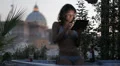 luxury spa - woman on the cell phone in jacuzzi - view of saint peter - wine HD Footage