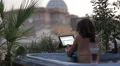 luxury spa - woman surfing in internet on tablet in whirlpool bath - jacuzzi HD Footage