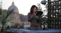 luxury spa - woman with the tablet in jacuzzi - view of saint peter - wine HD Footage