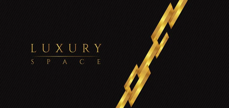 Luxury space concept black pattern background square gold overlap shape Stock Illustration