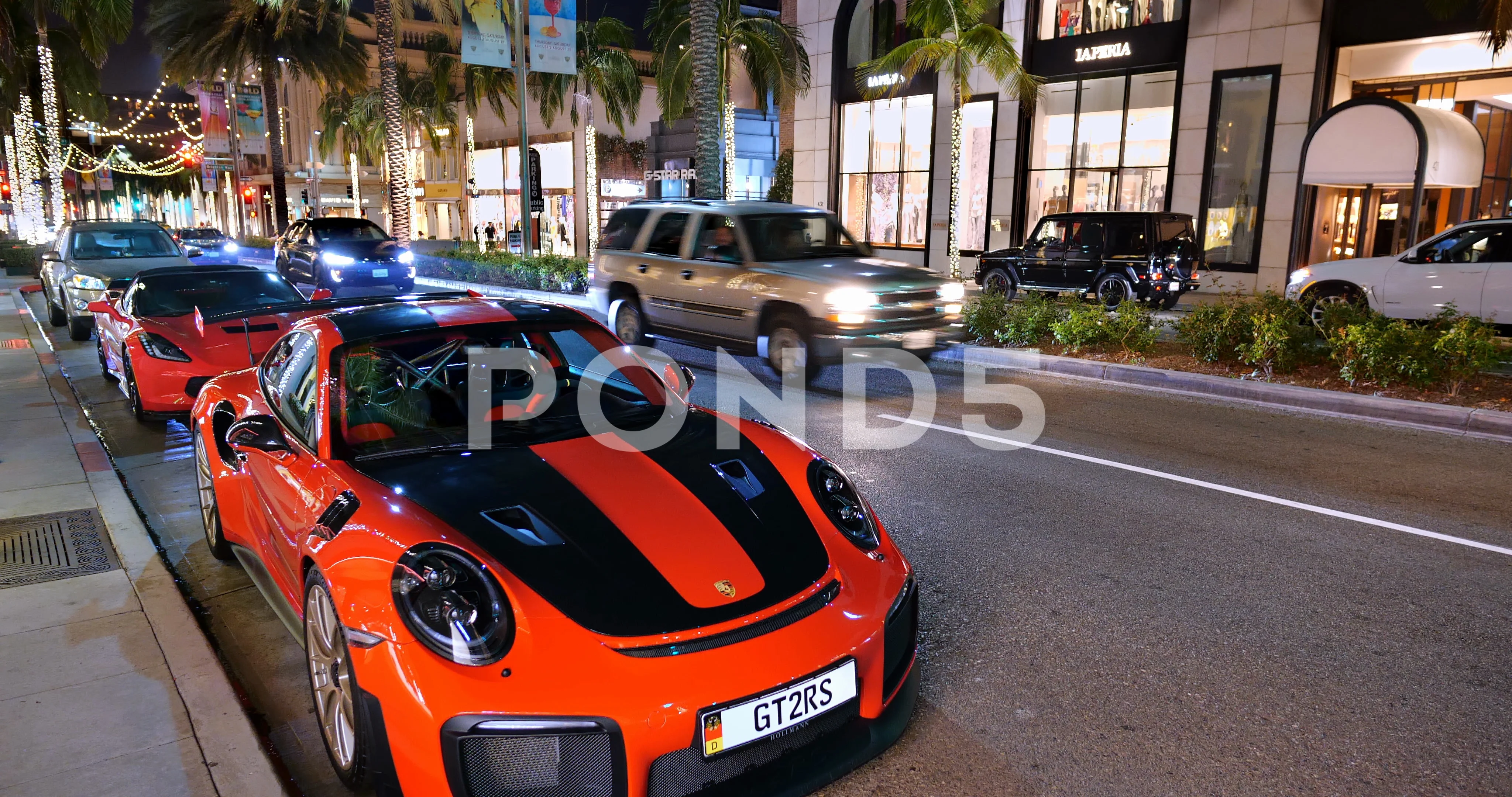 Luxury Sport Car on Rodeo Drive, Beverly, Stock Video