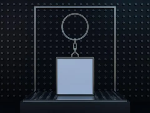 Luxury square keychain with space for text or logo. 3D Stock Illustration