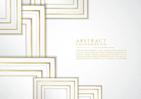 Luxury square overlap shape design white and gold metallic style Stock Illustration