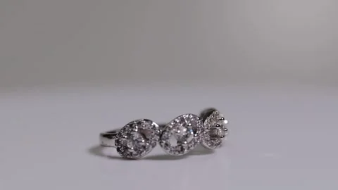 Luxury stone on white ring move smoothly Stock Footage 271074494