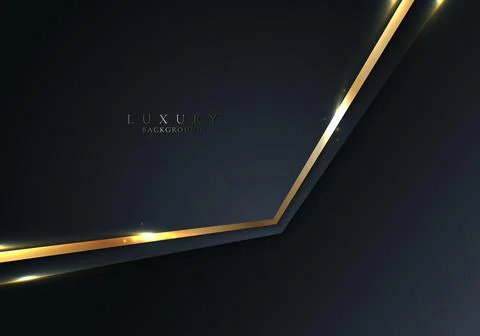 Luxury style template abstract 3D blue geometric shapes and golden stripes li Stock Illustration