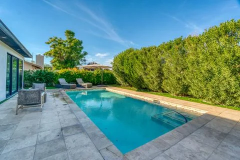 Luxury sunset pool Stock Photos