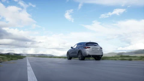 Luxury suv very fast driving on highway. Transport concept. Realistic 4k Stock Footage 202106302