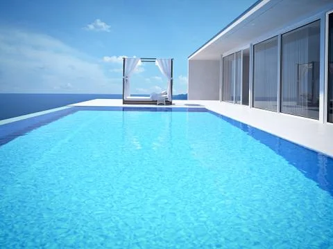 Luxury swimming pool. 3d rendering Illustrazione stock