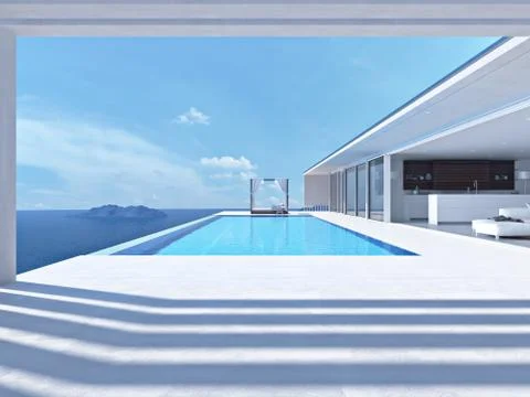 Luxury swimming pool. 3d rendering Stock Illustration