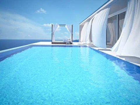 Luxury swimming pool. 3d rendering Stock Illustration