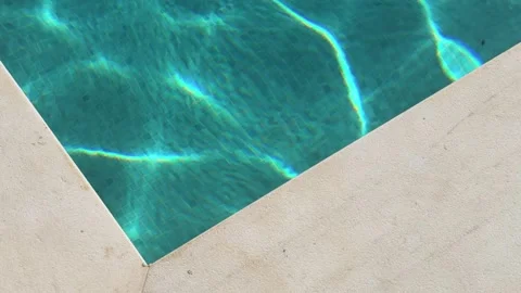 Luxury Swimming Pool Background Clean Blue Water Reflection in Greece Stock Footage 346657829