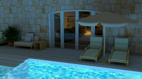 Luxury swimming pool Stock Footage 100363304