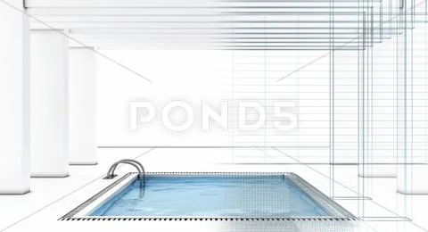 Luxury swimming pool with wire-frame Stock Illustration
