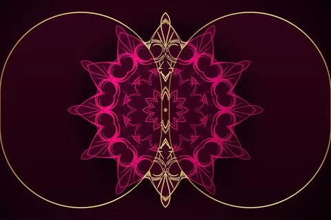 Luxury Symmetrical Mandala Artwork Inside Hexagon Frame With Ornate Details Ilustración de archivo