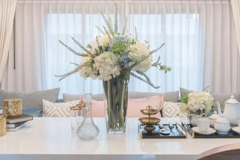 Luxury table set on dinnig table in dining room Stock Photos