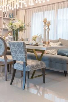 Luxury table set on dinnig table in dining room Stock Photos