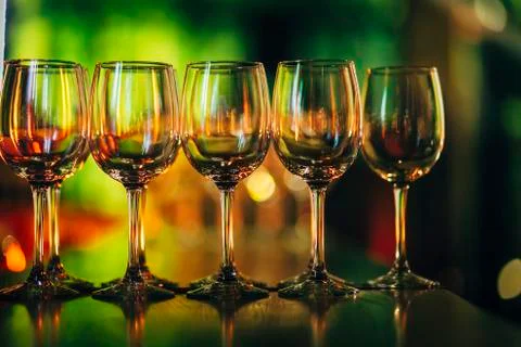 Luxury table settings for fine dining with and glassware, beautiful blurred   Stock Photos