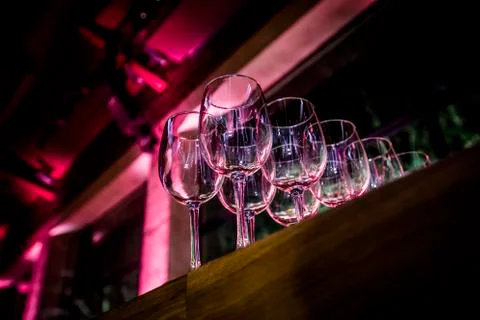 Luxury table settings for fine dining with and glassware, beautiful blurred   Stock Photos