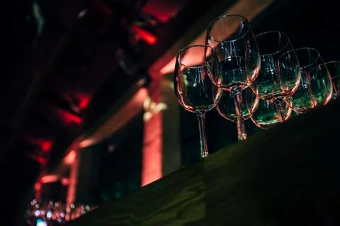 Luxury table settings for fine dining with and glassware, beautiful blurred   Stockfoto's