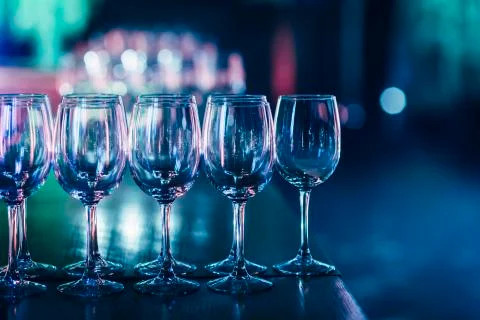 Luxury table settings for fine dining with and glassware, beautiful blurred   Stockfoto's