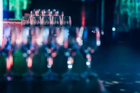 Luxury table settings for fine dining with and glassware, beautiful blurred   Stock Photos