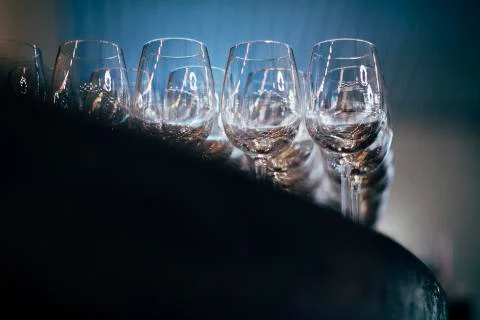 Luxury table settings for fine dining with and glassware, beautiful blurred   Stock Photos