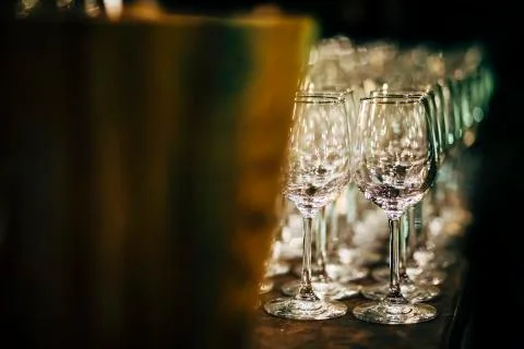 Luxury table settings for fine dining with and glassware, beautiful blurred   Stock Photos