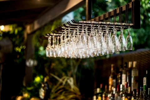 Luxury table settings for fine dining with and glassware, beautiful blurred   Stockfoto's