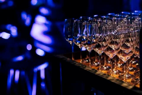 Luxury table settings for fine dining with and glassware, beautiful blurred   Stockfoto's