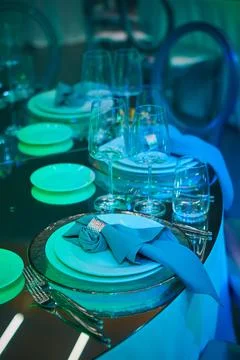 Luxury table setup. Ready to event. Shallow dof Stock-Fotos