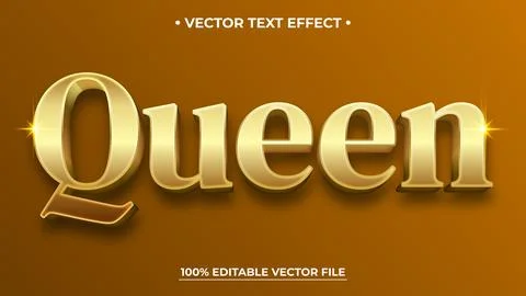 Luxury text effect Queen luxury editable text effect style Stock Illustration
