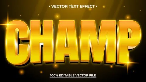 Luxury Text Effect Style Champion Editable Text Effect Style 3d Luxury Gold.. Stock Illustration