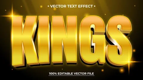 Luxury Text Effect Style Kings Editable Text Effect Style 3d Luxury Gold Blin Stock Illustration